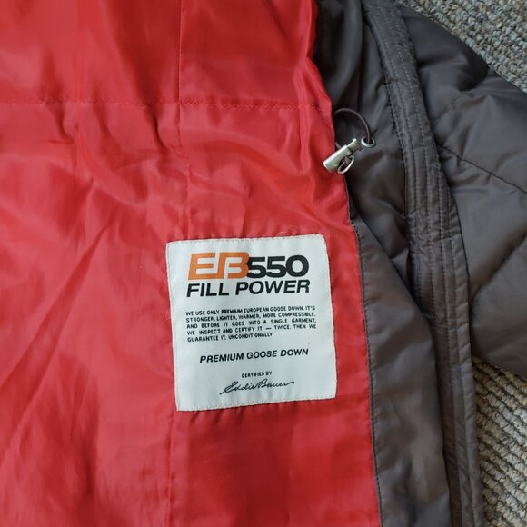 Eddie Bauer EB550  Women's Tall Medium Goose Down Puffer Jacket TAUPE - Picture 10 of 14